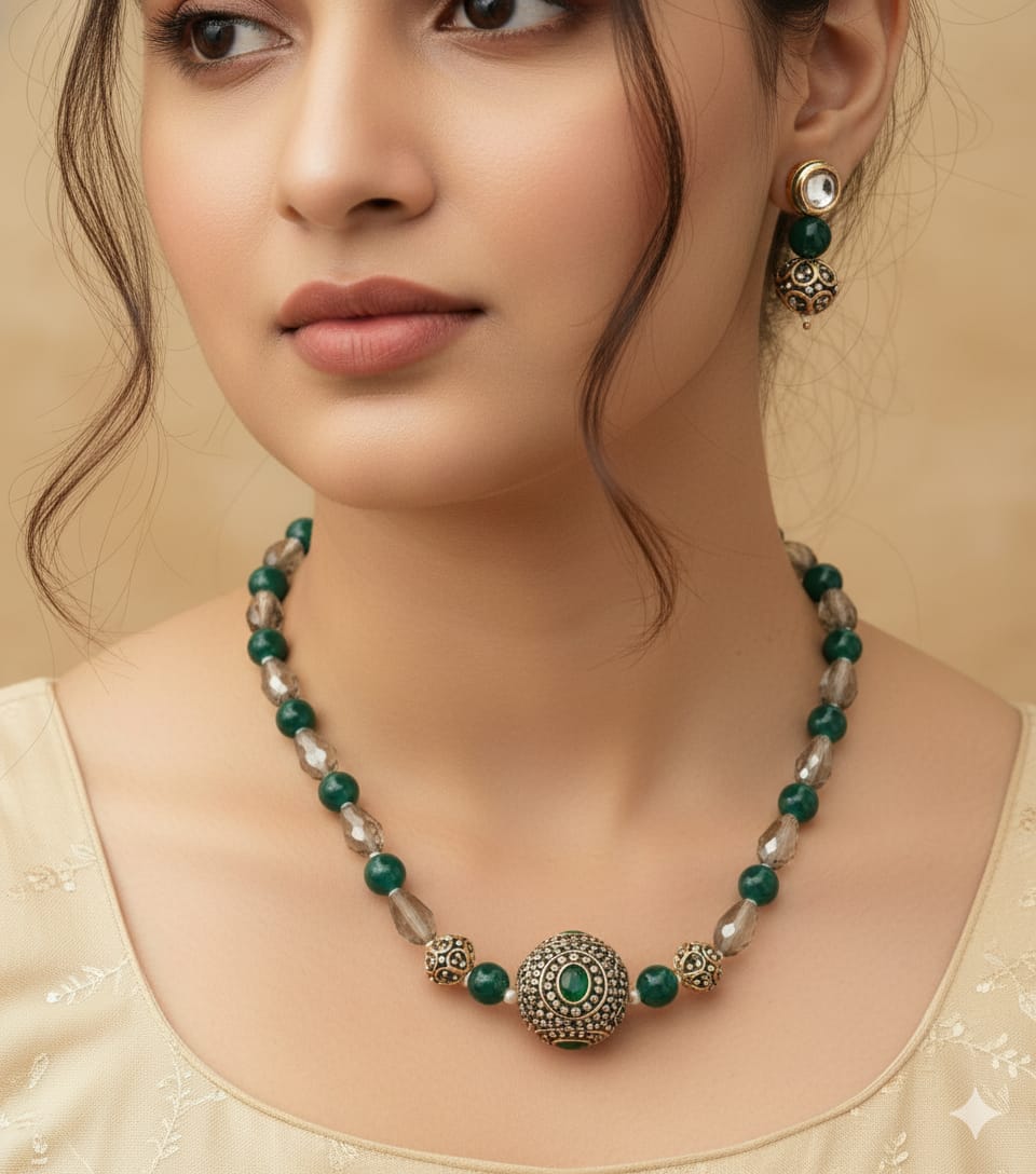 Real Pearl Mala And Kundan Studs